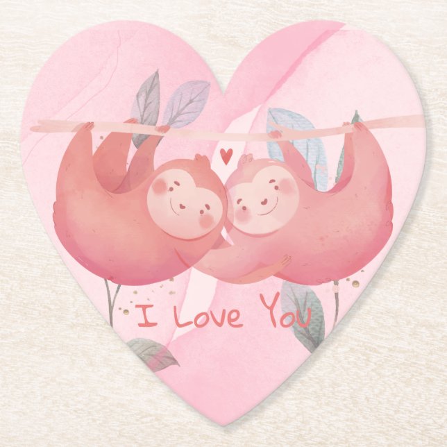 Cute Valentine's Day Paper Coaster (Front)
