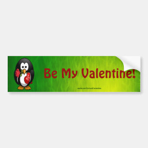 Cute Valentine's Day Penguin Funny Cartoon Bumper Sticker