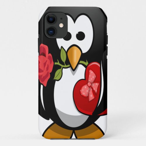 Cute Valentines Day Penguin Funny Cartoon iPhone 11 Case