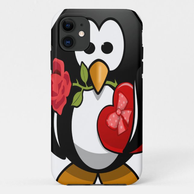 Cute Valentine's Day Penguin Funny Cartoon Case-Mate iPhone Case (Back)
