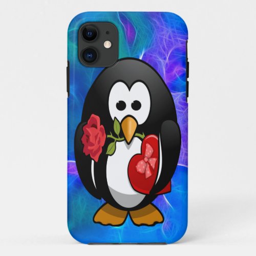 Cute Valentines Day Penguin Funny Cartoon iPhone 11 Case