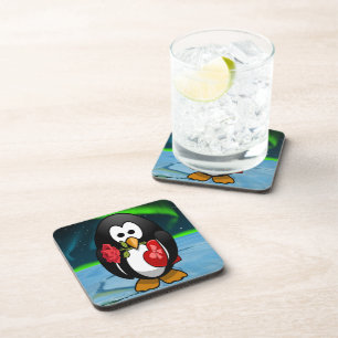 Cute Valentine's Day Penguin Funny Cartoon Coaster
