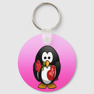 Cute Valentine's Day Penguin Funny Cartoon Keychain