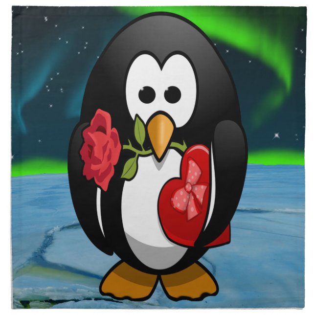 Cute Valentine's Day Penguin Funny Cartoon Napkin (Front)