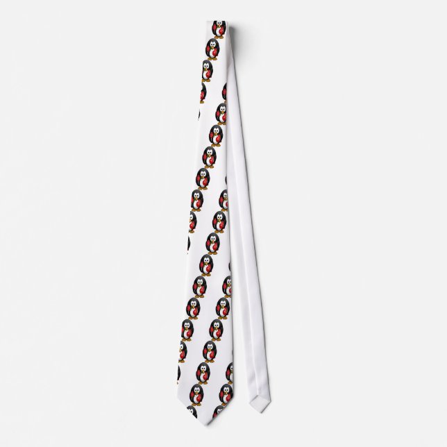 Cute Valentine's Day Penguin Funny Cartoon Neck Tie (Front)