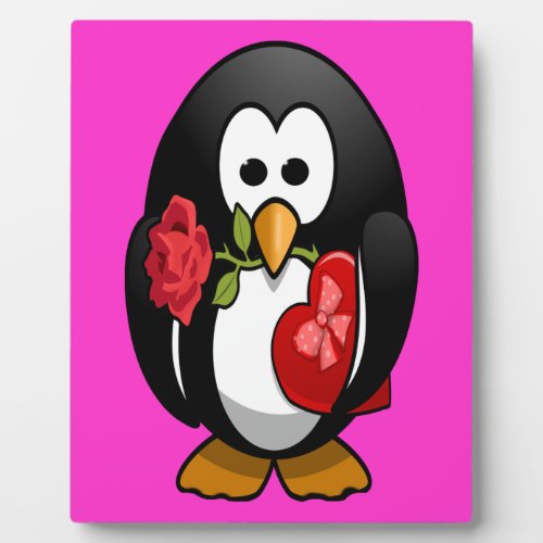 Cute Valentines Day Penguin Funny Cartoon Plaque