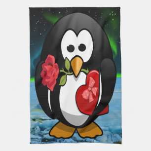 Cute Valentine's Day Penguin Funny Cartoon Towel
