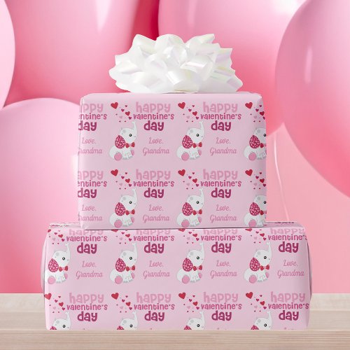 Cute Valentines Day Personalized Pink Elephant Wrapping Paper