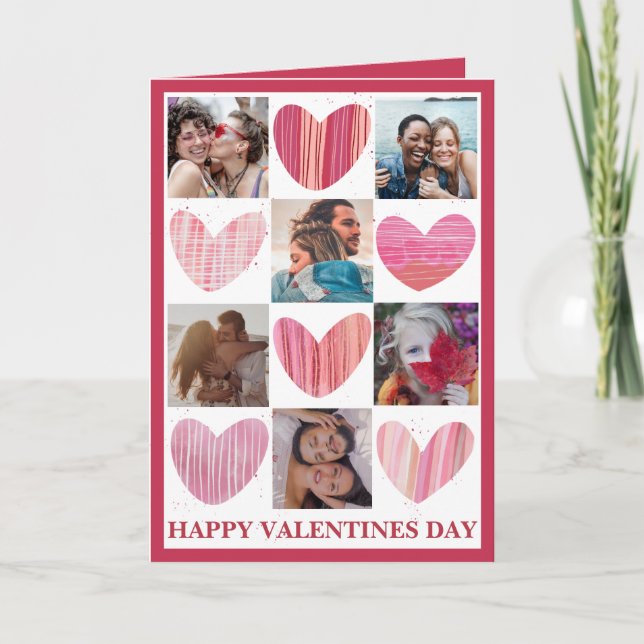 Cute Valentines Day Pink Heart  Card (Front)
