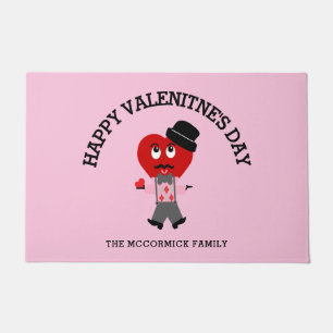 Cute Valentines Day Pink Red Heart Doormat