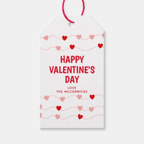 Cute Valentines Day Pink Red Hearts Personalized Gift Tags