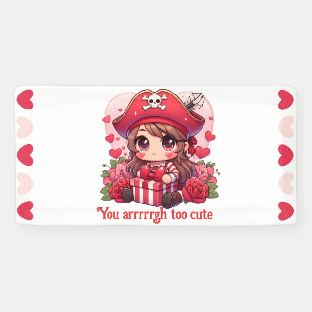 Cute Valentine's day pirate Banner (Horizontal)
