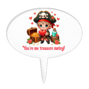 Cute Valentine's day pirate Cake Topper