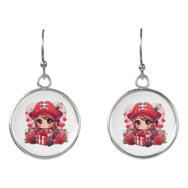 Cute Valentine's day pirate Earrings (Front)
