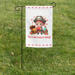 Cute Valentine's day pirate Garden Flag