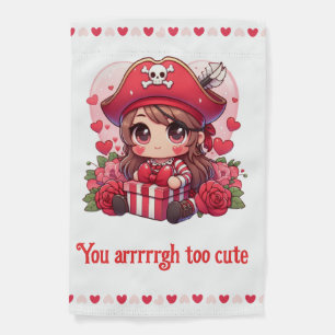 Cute Valentine's day pirate Garden Flag