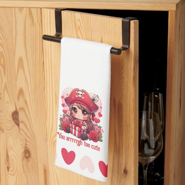 Cute Valentine's day pirate Kitchen Towel (Thirds Fold)