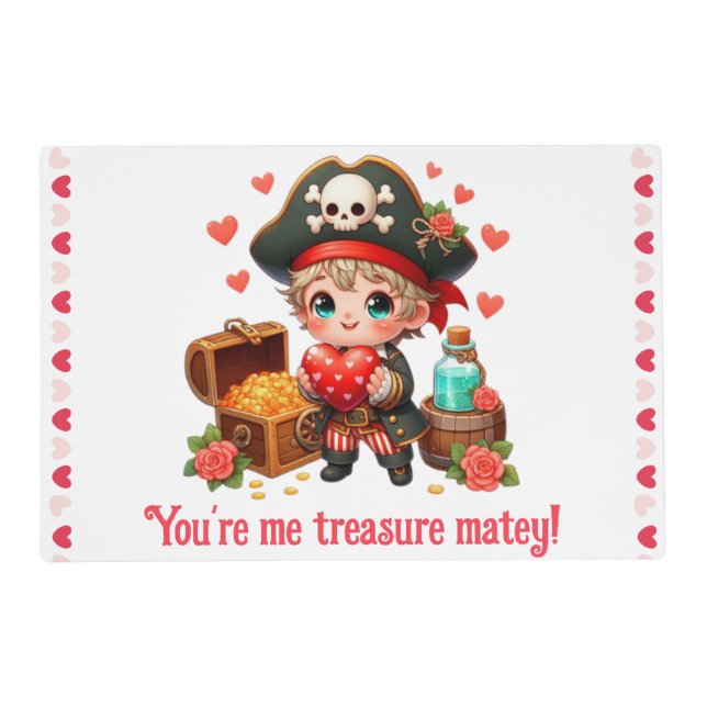 Cute Valentine's day pirate Placemat (Front)