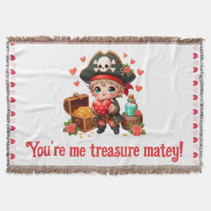 Cute Valentine's day pirate Throw Blanket