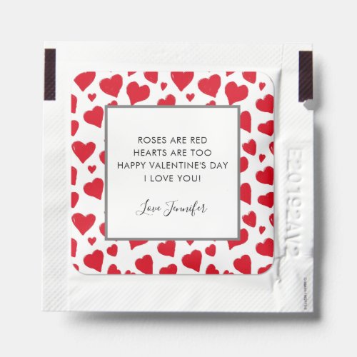 Cute Valentines Day Poem Red Heart Doodles Name Hand Sanitizer Packet