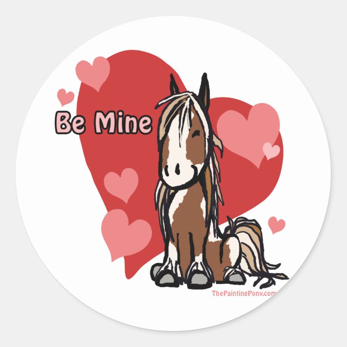 Cute Valentines Day Pony Round Stickers