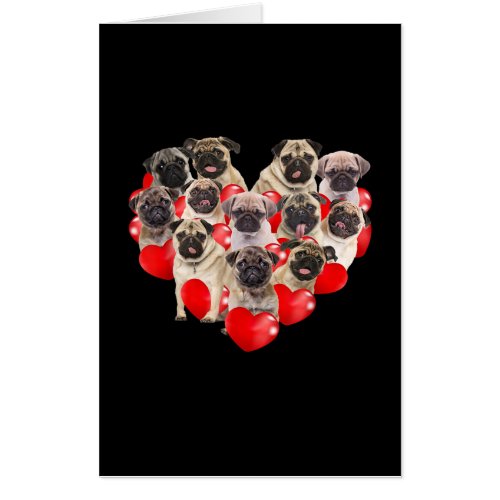 Cute Valentines Day Pug Dog Heart Puppy Card