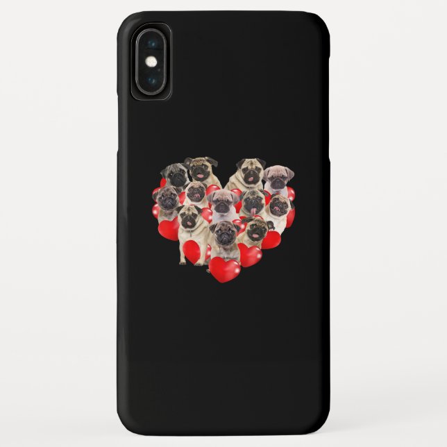 Cute Valentines Day Pug Dog Heart Puppy Case-Mate iPhone Case (Back)