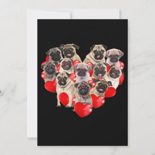 Cute Valentines Day Pug Dog Heart Puppy Holiday Card