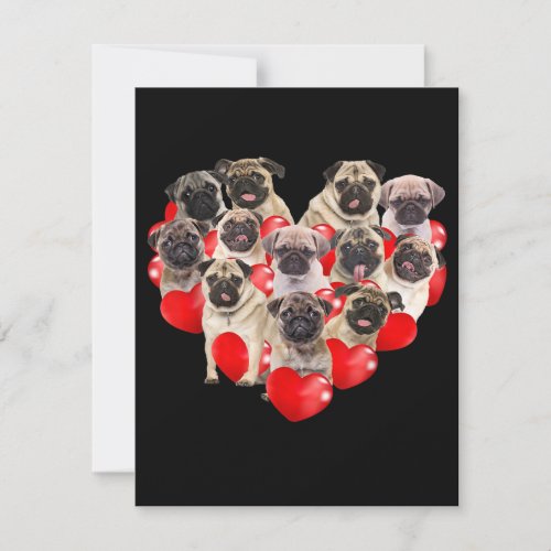 Cute Valentines Day Pug Dog Heart Puppy Invitation