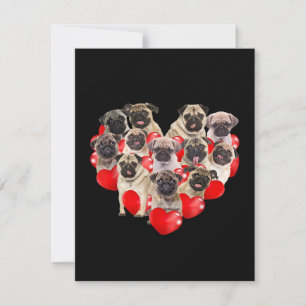 Cute Valentines Day Pug Dog Heart Puppy Thank You Card