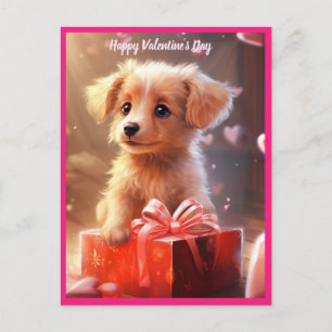 Cute Valentine's Day puppy postcard