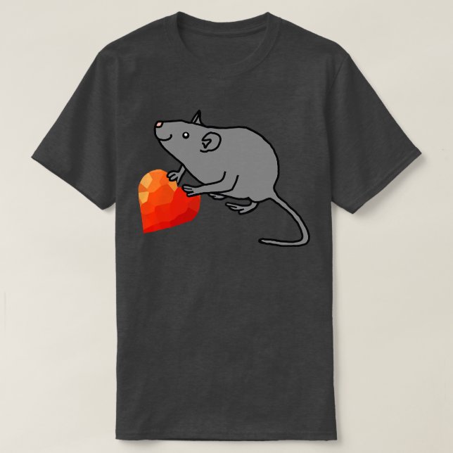 Cute Valentines Day Rat with Red Heart Baby Bodysu T-Shirt (Design Front)