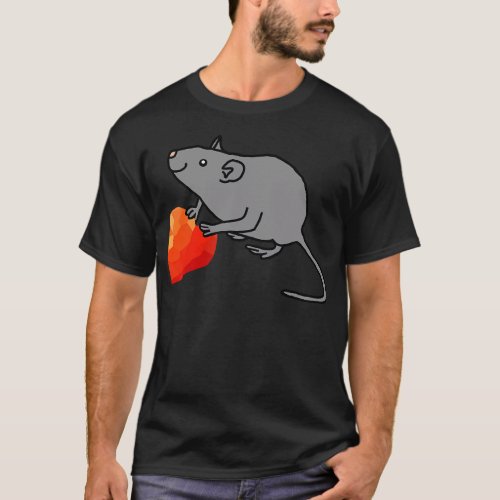 Cute Valentines Day Rat with Red Heart T_Shirt