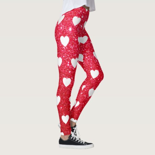 Cute Valentines Day Red Heart Leggings