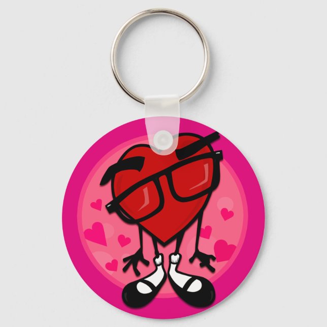 CUTE VALENTINE'S DAY RED HEART ROUND KEYCHAIN (Front)