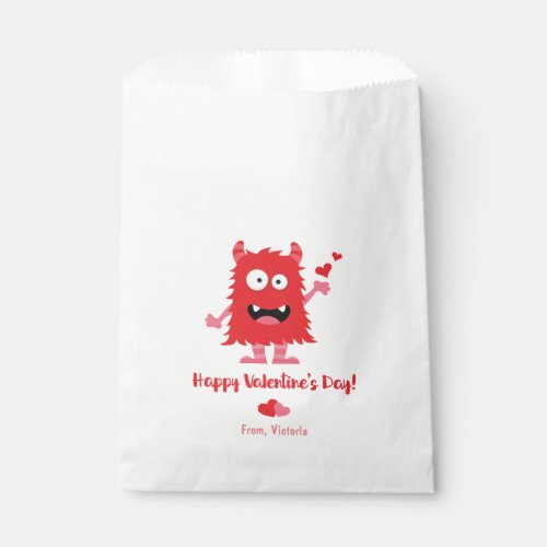Cute Valentines Day Red Monster Hearts Favor Bag
