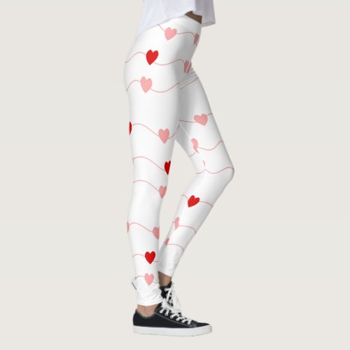 Cute Valentines Day Red Pink Hearts Leggings