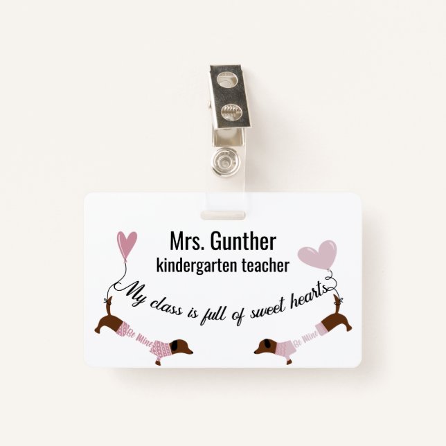 Cute Valentines Day School Teacher  Badge (Front with Clip)