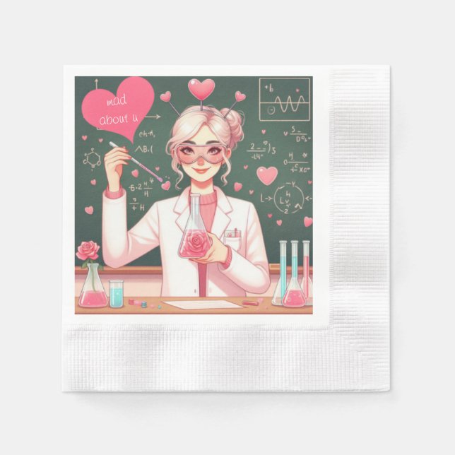 Cute Valentine's day scientist Napkins (Front)