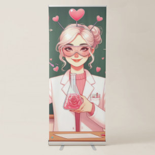 Cute Valentine's day scientist Retractable Banner