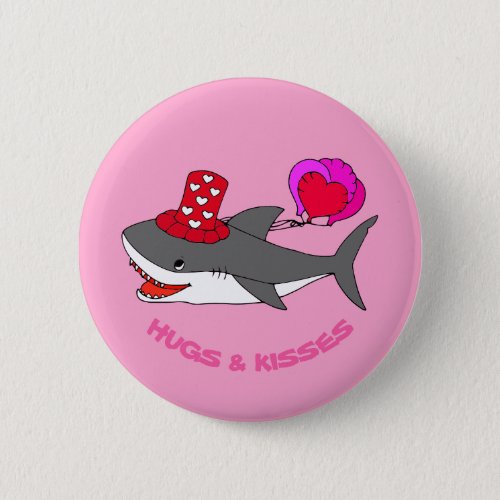 Cute Valentines Day Shark Button