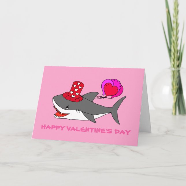 Cute Valentine's Day Shark Card (Front)