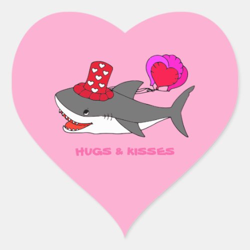 Cute Valentines Day Shark Heart Sticker