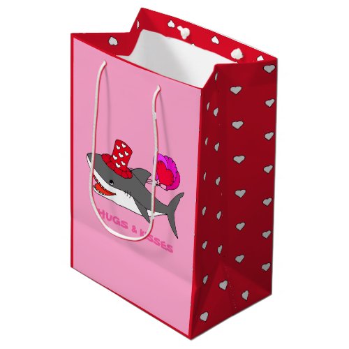 Cute Valentines Day Shark Medium Gift Bag