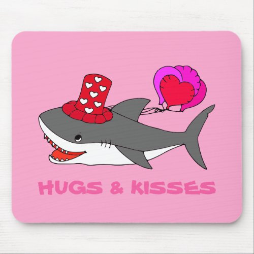 Cute Valentines Day Shark Mouse Pad