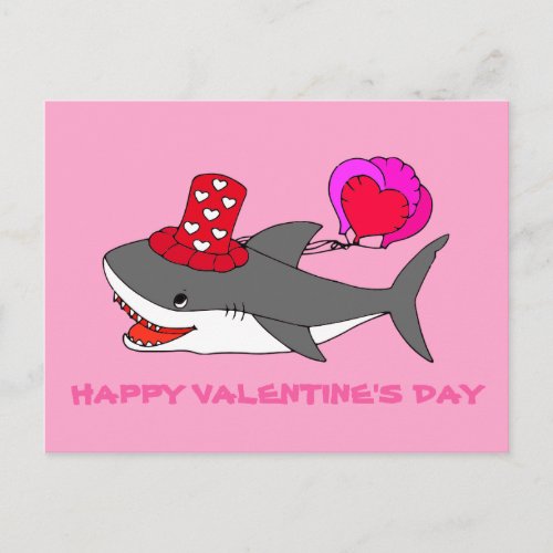 Cute Valentines Day Shark Postcard