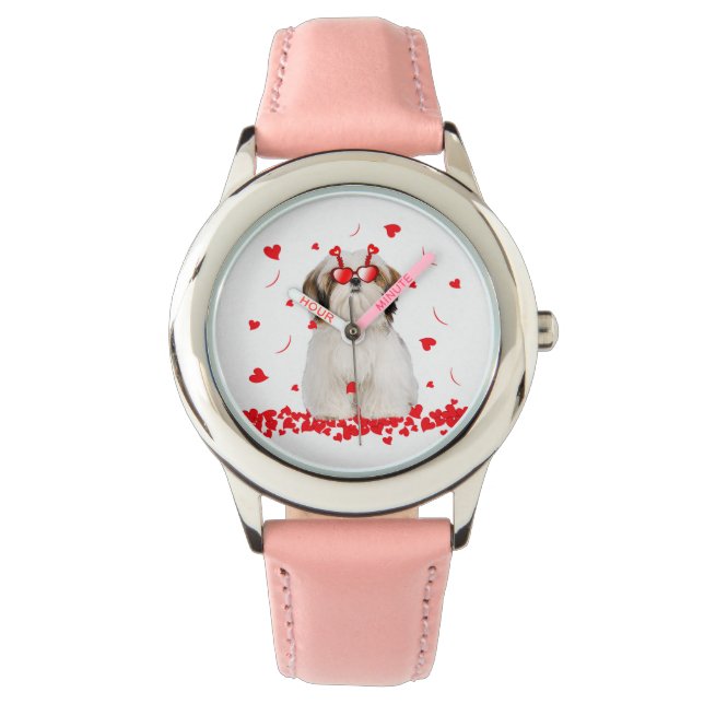 Cute Valentines Day Shih Tzu | Dog Hearts Watch (Front)