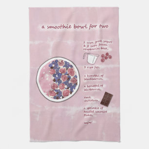 Cute Valentine's Day Smoothie For Two Recipe Art Kitchen Towel