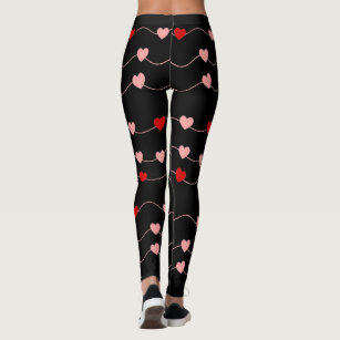 Cute Valentines Day String Hearts Red Pink Love Leggings
