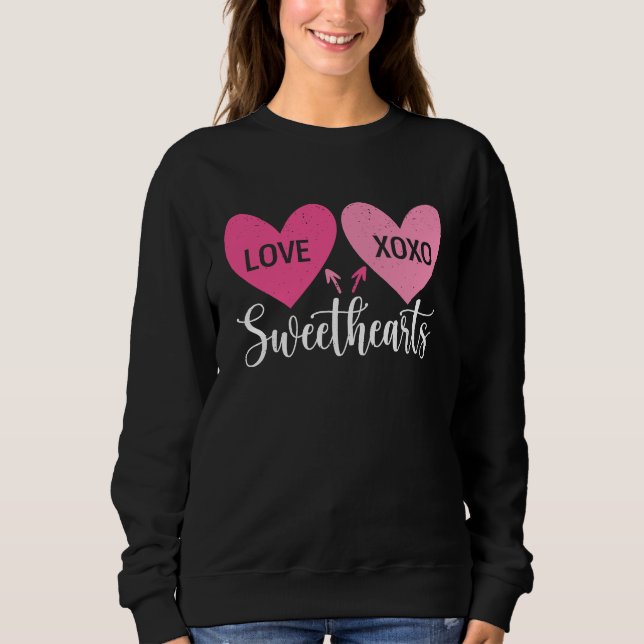 Cute Valentines Day Sweethearts  Love Hearts Coupl Sweatshirt (Front)